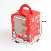 Prêt à expédier thème de Noël couleur imprimé pâtisserie et desserts sucrés tarte aux œufs au four Cupcake à emporter boîte en papier poignée en relief