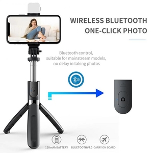 Monopié extensible con <span class=keywords><strong>Bluetooth</strong></span>, palo de selfi inalámbrico, Mini trípode con luz de relleno, obturador remoto para teléfono IOS y Android - Product Image 2