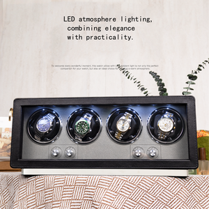 Luxury Auto-Stop LED 4 Watch Winder Caja automática verde negra personalizada Caja de reloj Premium - Product Image 4