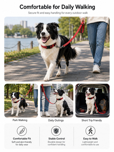 Reflective Nylon Dog <b>Collar</b> and <b>Leash</b> Set Adjustable <b>Pet</b> Lead Padded Handle Metal Hardware for Daily Walking - Product Image 1