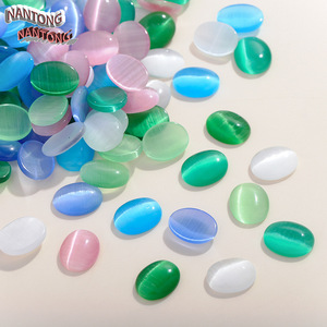Perles ovales en pierre œil de chat en verre pour la décoration des ongles, accessoires de bijoux DIY - Product Image 3