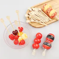 Wegwerp Bamboe Mini Fruit Vorken/Picks Met Konijn Apple Decor 90Mm Catering Functies Bruiloft Partijen
