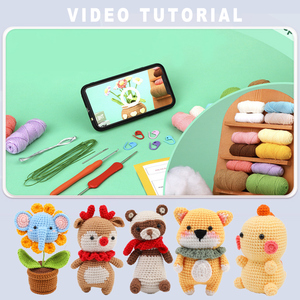 Tutorials vidéo pour le tricot DIY, kit complet de crochet pour animaux, crochet pour adultes et enfants, adorable chien au crochet - Product Image 4