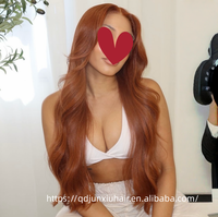 Perruque en cheveux humains HD Lace pour femmes, ondulée, couleur gingembre cuivré, nouée à la main, nœuds invisibles, aspect cuir chevelu naturel, avec clip pour cheveux clairsemés