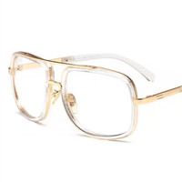 Lunettes de soleil vintage à double faisceau avec grande monture Lunettes de soleil carrées en métal