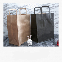 Sac en papier kraft jetable pour emballage alimentaire rapide, sac de transport pour restaurant, traiteur, emballage à emporter, sac en papier à poignée plate pour pain