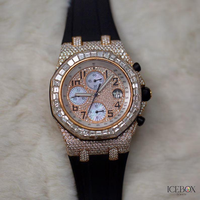 Montre élégante en acier inoxydable de qualité supérieure, sertie de moissanite et de diamants, avec verre antique, écologique, unisexe, offrant une qualité supérieure