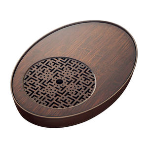 Plateau à thé en bambou mélaminé résistant à l'eau, plateau à thé ovale en bambou pour usage domestique, plateau de drainage de style japonais, petit plateau de séchage - Product Image 1