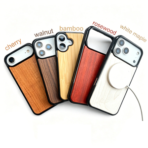 เคสโทรศัพท์ไม้แม่เหล็กสำหรับ <span class=keywords><strong>iPhone</strong></span> 18 Pro Max  ฝาครอบไม้ไผ่ เชอร์รี่ วอลนัท สำหรับ <span class=keywords><strong>iPhone</strong></span> 18 Pro 17 16 15 14 LM018 - Product Image 1