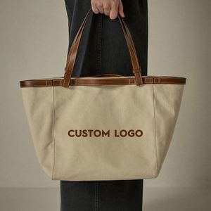 New Tide Lazy Style Simple <b>Large</b> Capacity Thickened Tote Canvas Handheld Shopping One Shoulder Women's Student School Bag - Product Image 3