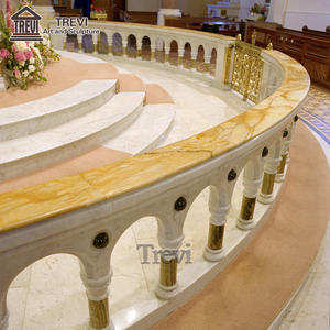 Dessins de garde-corps d'autel en marbre blanc en pierre naturelle décorés d'intérieur d'église - Product Image 6