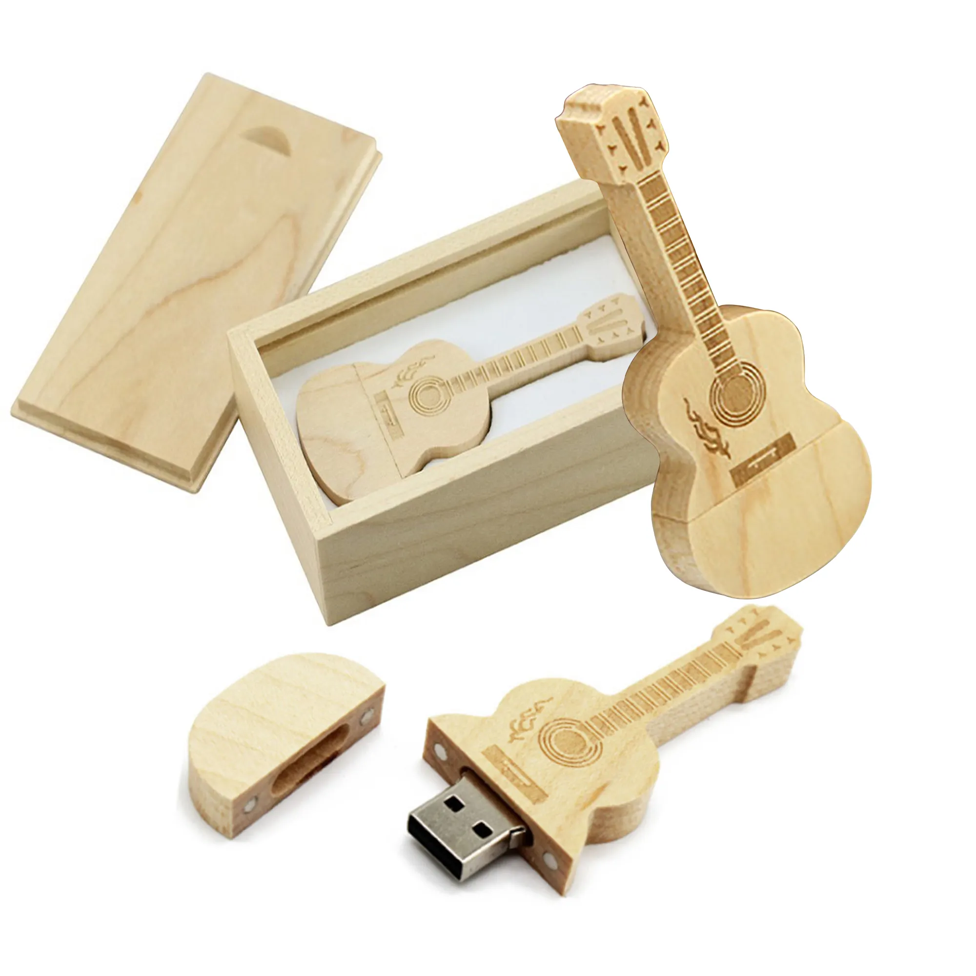 Yeni ahşap gitar şeklinde USB Flash sürücü 2.0/3.0 128MB-4GB-1TB kapasitesi ile müzik ve Film dosyaları için promosyon hediyeler