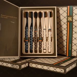 6-piece Gift Box Best-selling <b>Light</b> Luxury HK-1105 Toothbrush Home Use Ultra-fine Neutral Bristles Adult Wide Head High-value - Product Image 1