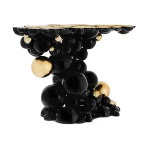 Hallway Corner Table De Console Black And Gold Stainless Steel Metal Modern Luxury Console Tables