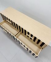 Armoire murale de rangement pour salon en bois massif d'inspiration rétro avec décoration de tiroirs - Commode à six tiroirs