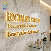 Letrero Luminoso LED con Diseño Personalizado, Letrero Comercial Retroiluminado de Metal, Letrero Publicitario Interior Personalizado con Logotipo Dorado para Negocios