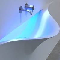 Sur mesure pierre artificielle moderne salle de bains toilettes et lavabo sous le comptoir LED vanité lavabo