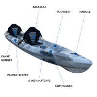Kayak double en plastique de haute qualité, durable, résistant à l'eau, 3,8 m (13 pieds), pour deux personnes, prix abordable, vente en gros