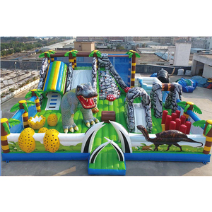 Structure gonflable commerciale avec toboggan et parcours d'obstacles, thème dinosaures, en PVC, garantie 5 ans, taille personnalisable - Product Image 1