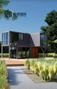 Casa Container a Due Piani Zhongchen con Facciata in Vetro e Interni Gialli, Casa Modulare Prefabbricata Moderna per Glamping di Lusso - Product Image 5