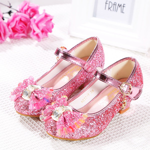 2025 New Inspired <strong>Frozen</strong> Elsa Soft Sole <strong>Dress</strong> Shoes Girls' Crystal-Embellished High Heels Princess Shoes - Product Image 4