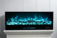 Cheminée électrique encastrée ultra-mince 750W/1500W avec insert LED RGB 13 couleurs et chauffage intégré, effet de bûches réalistes et verre de cheminée
