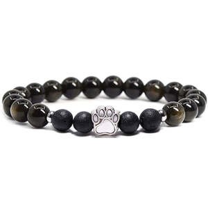 Mode fait à la main naturel 8MM oeil de tigre perles de cristal Bracelet alliage chat empreinte élastique Bracelet Animal - Product Image 1