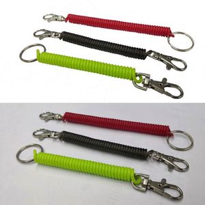 Bungee Springs <b>Plastic</b> Coil Cord Lanyard Keychain Wristband Low Price Factory Paracord Keychain With Carabiner - Product Image 2