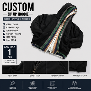 Sweat à capuche zippé en <span class=keywords><strong>molleton</strong></span> épais personnalisé OEM ODM, sweat oversize, usine de personnalisation, broderie de logo, sérigraphie, DTF, DTG, faible MOQ - Product Image 1