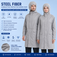 Manteau long à capuche de protection Faraday en fibre métallique d'acier inoxydable, blindage EMI, pour vêtements de travail en laboratoire CEM - Vente en gros