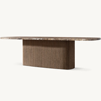 Tables à manger de luxe faites à la main par Rhoohill, avec plateau en marbre, en bois massif, tables rectangulaires modernes pour salle à manger