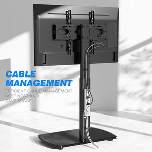 Support de télévision au sol sans perçage 32-65 pouces pour VESA 400x400, ±30° °   Support pivotant, charge de 35 kg, base en verre trempé, <span class=keywords><strong>pieds</strong></span> antidérapants, gestion des câbles - Product Image 4