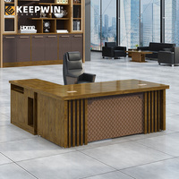 Mobilier de bureau mélaminé texture losange en cuir unique Bureau en bois escritorio design de table de direction