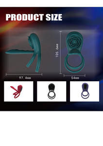 פרח רוז <span class=keywords><strong>9</strong></span> רטט טפטף אפליקציה טבעת שליטה מרחוק נעילת דיוק טבעת זוג כפול טבעת צעצוע למבוגרים - Product Image 3