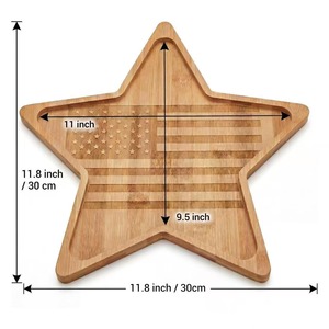 Bamboo Star Serving Tray With Usa Flag Design Lightweight Portable For Outdoor Use - Product Image 2
