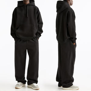 Ensemble sweat à capuche et pantalon de survêtement KIingSen personnalisé pour homme, style streetwear, respirant, coupe oversize, effet vintage délavé, en molleton doux - Product Image 1