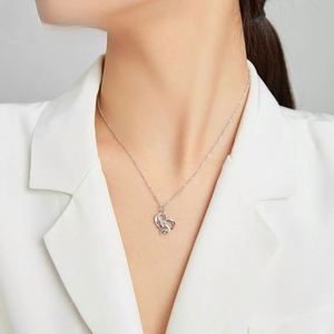 Collares de Plata con Símbolo de Infinito, Regalo para Mujer, Joyería de Moda, Collar con Zirconia Cúbica Corte Princesa en Forma de Corazón, Cadena para Clavícula - Product Image 3