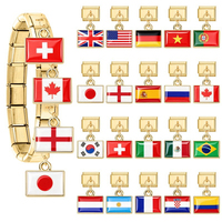 Bracelet à breloques italien en acier inoxydable avec élément drapeau, module DIY, pendentif à assembler, accessoire polyvalent transfrontalier