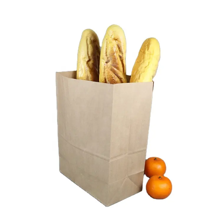 كيس خبز من الورق المقوى بني اللون مضاد للدهون كيس خبز للشواء ووجبات خفيفة للأطعمة الخارجية كيس ورقي لتخزين الطعام للبيع بالجملة
