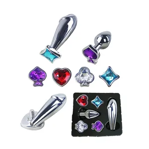 Adults Anal Dildo Tail Crystal Jewelry Trainer Metal Smooth Steel Anal Plug Sex Toys Butt Plug Sets for Women Man