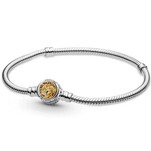 HaYa Pulsera de Plata de Ley 925 Bañada en Platino con Dijes de Amor, Sol y Diamante Brillante, Colgantes de Cuentas DIY y Biselados de Moda - Product Image 2