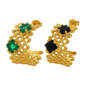 Geometric <b>Cuff</b> <b>Earrings</b> 18K Gold Plated Zircon Studs Party Jewelry EH151 - Product Image 5