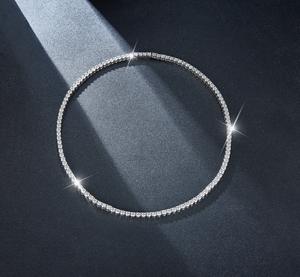 Collar DE TENIS chapado en oro de 18 quilates de 925S para hombre, moissanita blanca de 4mm para regalo de boda, collar de tenis de moissanita elegante para mujer - Product Image 3