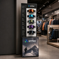 Présentoir métallique personnalisé pour lunettes de ski et de snowboard avec logo pour magasin de snowboard et présentation extérieure