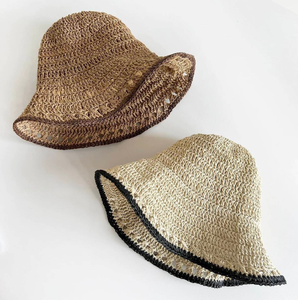 Chapeau de paille tressé à la main réglable pour femme, chapeau de soleil respirant style vintage pour voyage et plage - Product Image 1