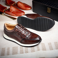 H129-5 Chaussures en cuir véritable pour hommes de haute qualité, à lacets, bout rond, confortables, plates, pour hommes, baskets décontractées, chaussures de marche