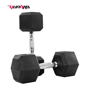 Nhà Máy Bán buôn miễn phí Trọng lượng quả tạ phòng tập thể dục cao su tráng đen Hex Hexagon quả tạ đặt kg LB Mua trực tuyến - Product Image 3