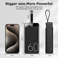 Banco de Energía Portátil de 60000 mAh con Múltiples Funciones, Carga Rápida, 60000 mAh/36000 mAh con Luz LED Brillante