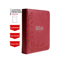 Bible de luxe en cuir à couverture rigide avec dorure, impression personnalisée OEM, estampage à chaud, vente en gros directe usine, idéale comme cadeau d'église