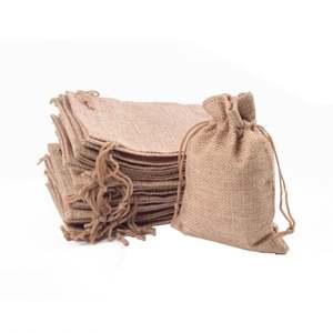 Wholesale Ecological Recycled High Quality Recycled Burlap Linen Jute <b>Drawstring</b> Bag with Custom Printed logo - Product Image 3